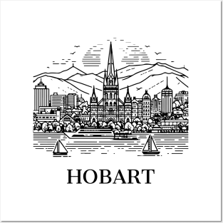 hobart line art illustration Posters and Art